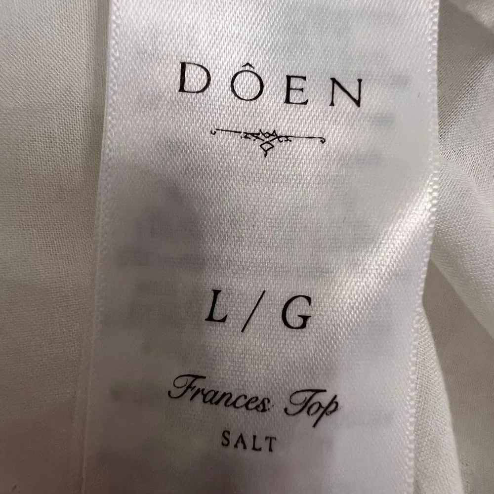 Doen Women's White Lace-Detailed Puff-Sleeve Blouse Large - Retail $503.00